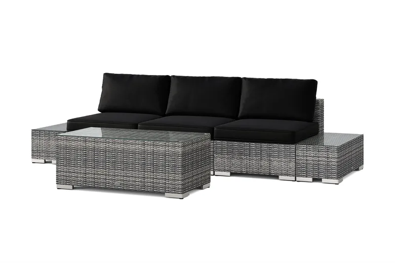 Bahamas utesofa 3-seters med bord, Grå