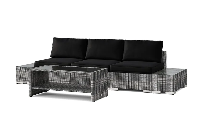 Bahamas utesofa 3-seters med bord med hylle, Grå