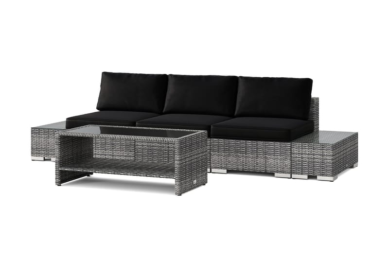 Bahamas utesofa 3-seters med bord med hylle, Grå