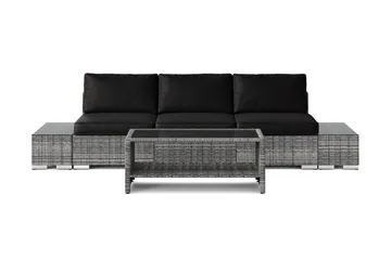 Bahamas utesofa 3-seters med bord med hylle - Grå - Hagemøbler & utemiljø - Loungemøbler - Loungegrupper