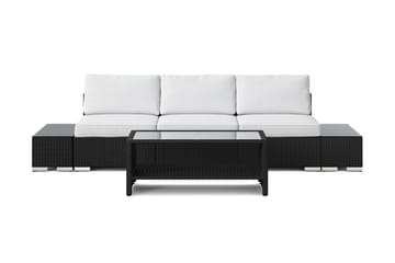 Bahamas utesofa 3-seters med bord med hylle - Svart - Hagemøbler & utemiljø - Loungemøbler - Loungegrupper