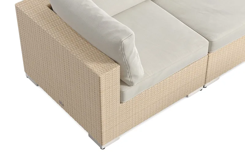 Bahamas utesofa 3-seters med bord og hylle - Beige - Hagemøbler & utemiljø - Loungemøbler - Loungegrupper