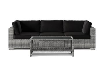 Bahamas utesofa 3-seters med bord og hylle - Grå - Hagemøbler & utemiljø - Loungemøbler - Loungegrupper