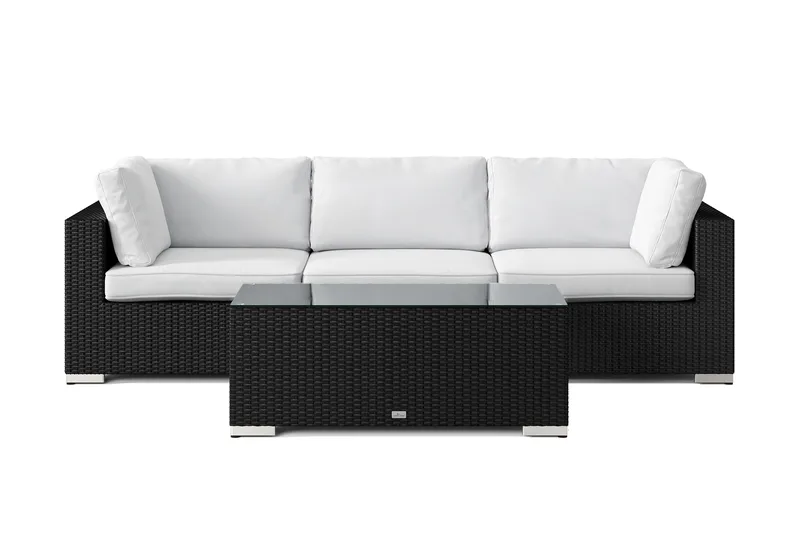 Bahamas utesofa 3-seters med bord - Svart - Hagemøbler & utemiljø - Loungemøbler - Loungegrupper