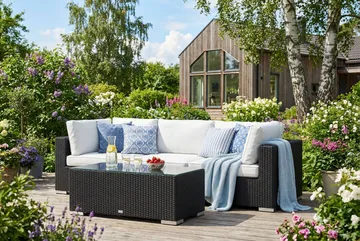 Bahamas utesofa 3-seters med bord - Svart - Hagemøbler & utemiljø - Loungemøbler - Loungegrupper