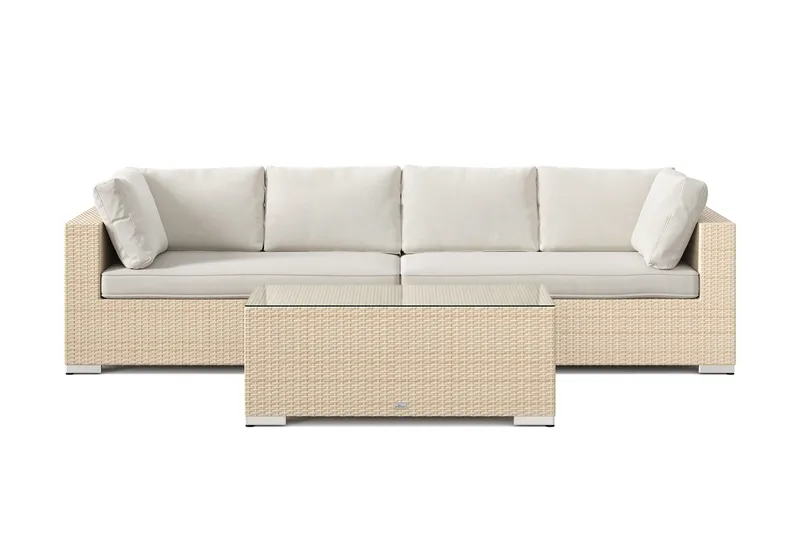 Bahamas utesofa 4-seters med bord - Beige - Hagemøbler & utemiljø - Hagegruppe - Sofagruppe utendørs