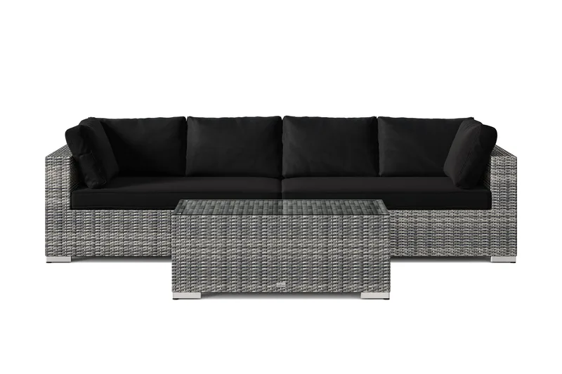 Bahamas utesofa 4-seters med bord - Grå - Hagemøbler & utemiljø - Loungemøbler - Loungegrupper