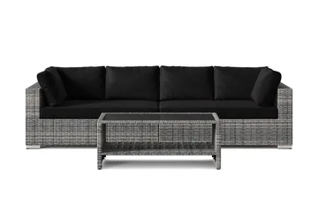 Bahamas utesofa 4-seters med bord og hylle - Grå - Hagemøbler & utemiljø - Loungemøbler - Loungegrupper