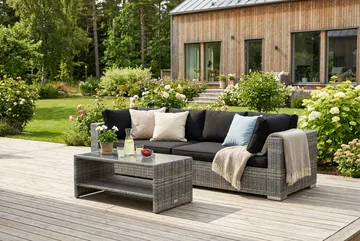 Bahamas utesofa 4-seters med bord og hylle - Grå - Hagemøbler & utemiljø - Loungemøbler - Loungegrupper