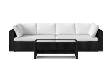 Bahamas utesofa 4-seters med bord og hylle - Svart - Hagemøbler & utemiljø - Loungemøbler - Loungegrupper