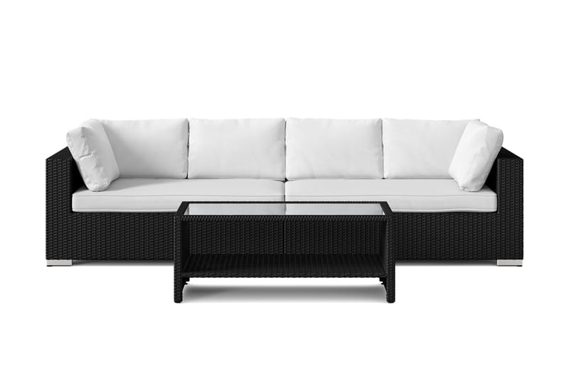 Bahamas utesofa 4-seters med bord og hylle - Svart - Hagemøbler & utemiljø - Loungemøbler - Loungegrupper