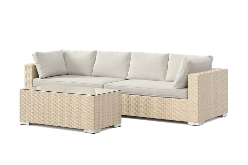 Bahamas utesofa 4-seters med bord, Sand