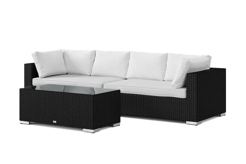 Bahamas utesofa 4-seters med bord, Svart