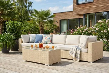 Bahamas utesofa 5-seters med bord - Beige - Hagemøbler & utemiljø - Loungemøbler - Loungegrupper