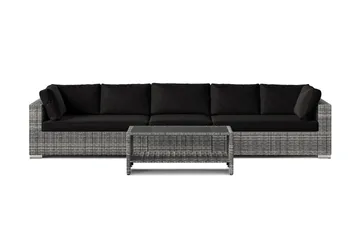Bahamas utesofa 5-seters med bord og hylle - Grå - Hagemøbler & utemiljø - Loungemøbler - Loungegrupper