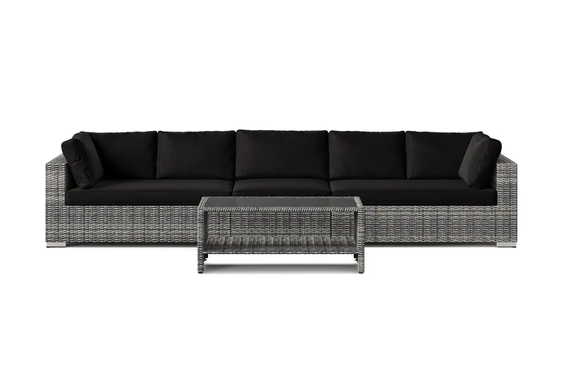 Bahamas utesofa 5-seters med bord og hylle - Grå - Hagemøbler & utemiljø - Loungemøbler - Loungegrupper