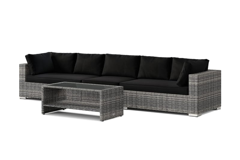 Bahamas utesofa 5-seters med bord og hylle, Grå