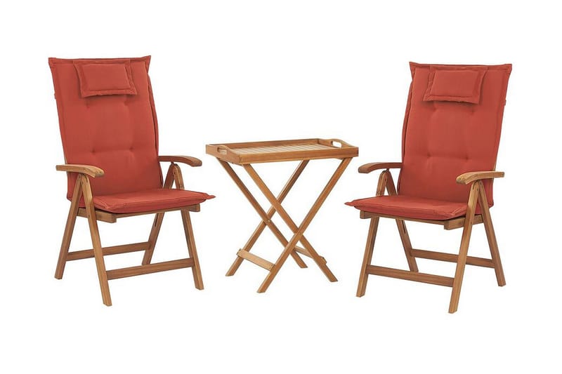 Balkongsett med bord og 2 stoler rød JAVA - Tre / Natur - Cafemøbler & cafesett