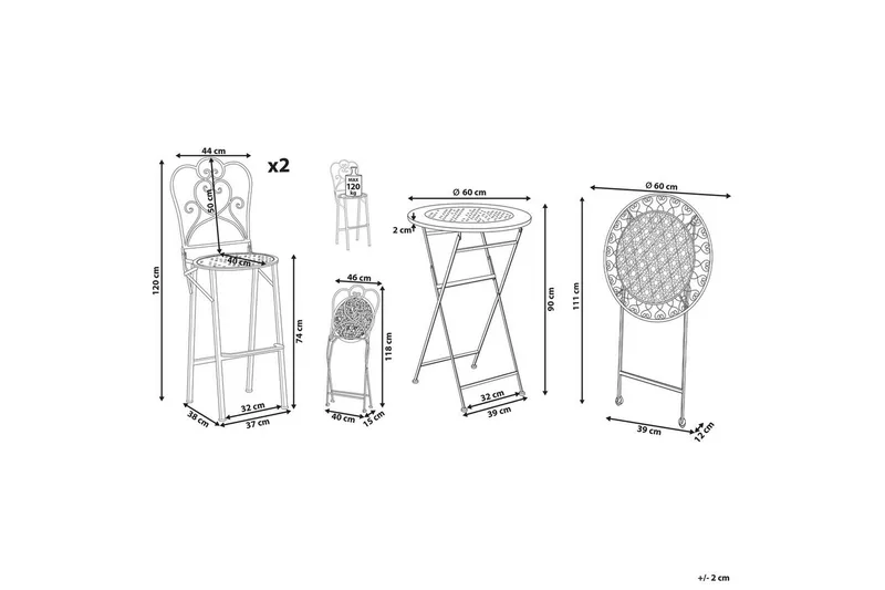 Baroppsett Trieste - Hagemøbler & utemiljø - Hagegruppe - Cafemøbler & cafesett