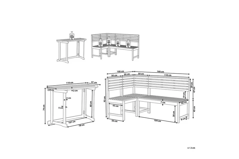 Bistro-set Beliani Treia Light wood - Hagemøbler & utemiljø - Hagegruppe - Cafemøbler & cafesett