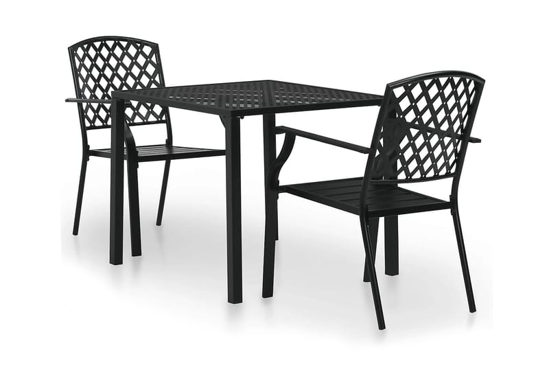 Bistrosett 3 deler stål svart - Svart - Cafemøbler & cafesett