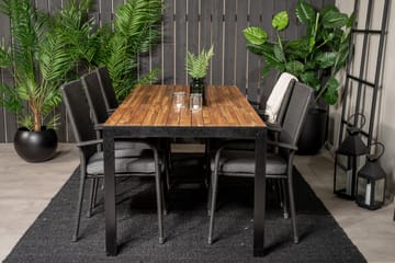 Bois Spisegruppe 200cm + 6 Anna Karmstoler - Svart/Grå - Hagemøbler & utemiljø - Hagegruppe - Spisegrupper hage