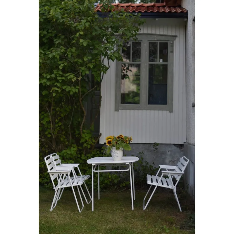 Bordgruppe Varax Retro 403 + 2 stk 305 + 302 Hvit - Hvit - Hagemøbler & utemiljø - Hagegruppe - Spisegrupper hage