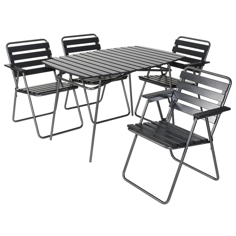 Bordgruppe Varax Retro 403 + 4 stk 305 Grå/Svart - Grå/Svart - Hagemøbler & utemiljø - Hagegruppe - Cafemøbler & cafesett