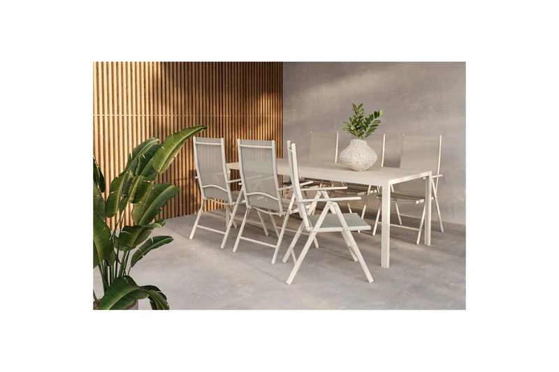 Break spisebord 205 cm med 6 Break armstoler til utendørs bruk, 205x90x74