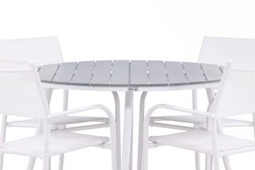 Break Spisegruppe 120 cm Rund med 4 Santorini Stoler - Grå - Hagemøbler & utemiljø - Hagegruppe - Spisegrupper hage