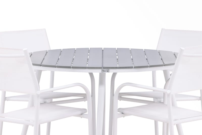 Break Spisegruppe 120 cm Rund med 4 Santorini Stoler - Grå - Hagemøbler & utemiljø - Hagegruppe - Spisegrupper hage
