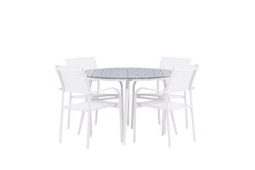 Break Spisegruppe 120 cm Rund med 4 Santorini Stoler - Grå - Hagemøbler & utemiljø - Hagegruppe - Spisegrupper hage