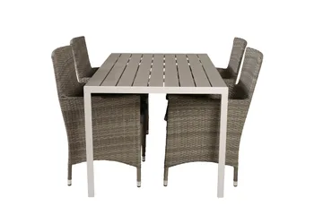 Break Spisegruppe 150 cm + 4 Malin Spisestoler - Grå / Hvit - Hagemøbler & utemiljø - Hagegruppe - Spisegrupper hage