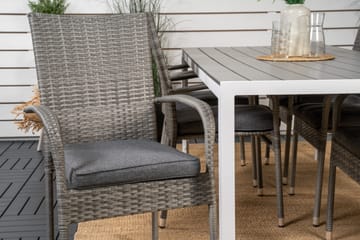 Break Spisegruppe 205 cm + 6 Anna Armstoler - Grå / Hvit - Hagemøbler & utemiljø - Hagegruppe - Spisegrupper hage