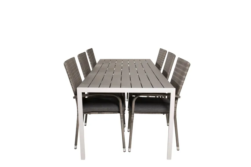 Break Spisegruppe 205 cm + 6 Anna Armstoler, Grå / Hvit