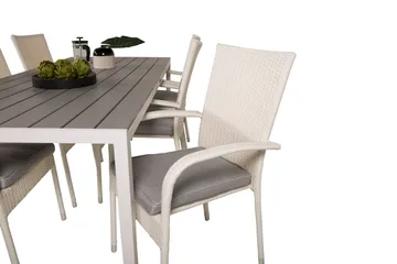 Break Spisegruppe 205 cm + 6 Anna Spisestoler - Grå / Hvit - Hagemøbler & utemiljø - Hagegruppe - Spisegrupper hage