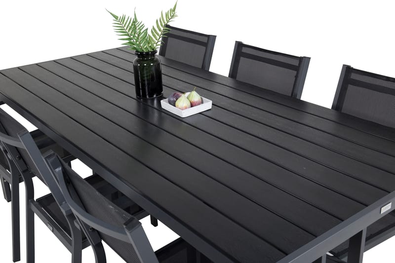 Break Spisegruppe 205 cm Rektangulær med 6 Copacabana Stoler - Svart - Hagemøbler & utemiljø - Hagegruppe - Spisegrupper hage