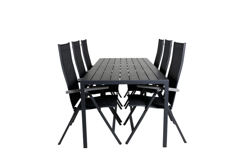 Break Spisegruppe 205cm + 6 Albany Posisjonsstoler Svart/Grå, Venture Home