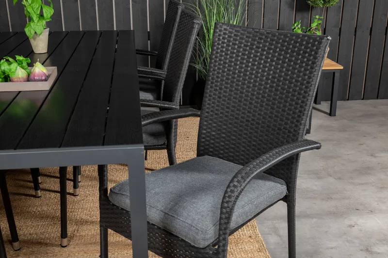 Break Spisegruppe 205cm + 6 Anna Karmstoler Svart/Grå - Venture Home - Hagemøbler & utemiljø - Hagegruppe - Spisegrupper hage