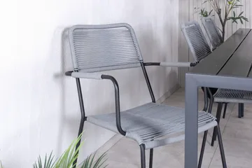 Break Spisegruppe 205cm + 6 Lindos Karmstoler Svart/Grå - Venture Home - Hagemøbler & utemiljø - Hagegruppe - Spisegrupper hage