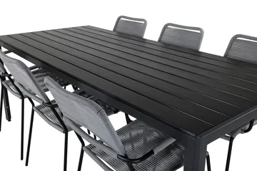 Break Spisegruppe 205cm + 6 Lindos Karmstoler Svart/Grå - Venture Home - Hagemøbler & utemiljø - Hagegruppe - Spisegrupper hage