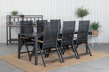 Break Spisegruppe 205cm + 6 Panama Posisjonsstoler Svart/Grå - Venture Home - Hagemøbler & utemiljø - Hagegruppe - Spisegrupper hage
