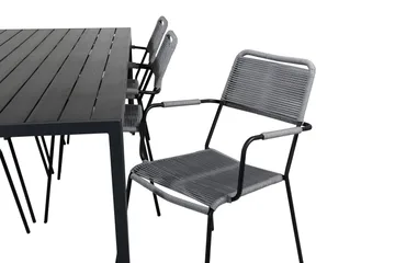 Break Spisegruppe 205cm + 6 Lindos Karmstoler Svart/Grå - Venture Home - Hagemøbler & utemiljø - Hagegruppe - Spisegrupper hage