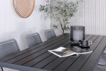 Break Spisegruppe 205cm + 6 Lindos Karmstoler Svart/Grå - Venture Home - Hagemøbler & utemiljø - Hagegruppe - Spisegrupper hage