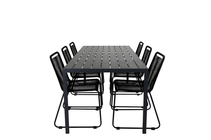 Break Spisegruppe 205cm+6 Lindos Stablebare Stoler Svart/Grå, Venture Home