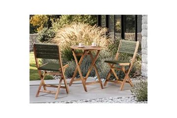 Cafégruppe Prossedi - Grønt, lyst treverk - Hagemøbler & utemiljø - Hagegruppe - Cafemøbler & cafesett