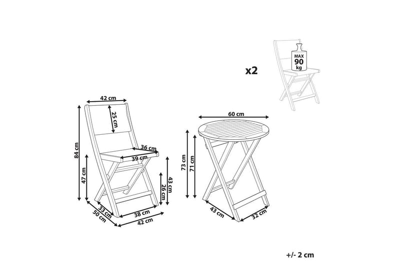 Cafégruppe Prossedi - Grønt, lyst treverk - Hagemøbler & utemiljø - Hagegruppe - Cafemøbler & cafesett