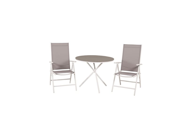 Cafésett Parma Rundt Ø90 cm + 2 Break Posisjonsstoler Hvit/G - Venture Home - Hagemøbler & utemiljø - Hagegruppe - Cafemøbler & cafesett