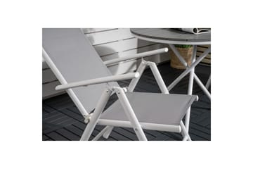 Cafésett Parma Rundt Ø90 cm + 2 Break Posisjonsstoler Hvit/G - Venture Home - Hagemøbler & utemiljø - Hagegruppe - Cafemøbler & cafesett