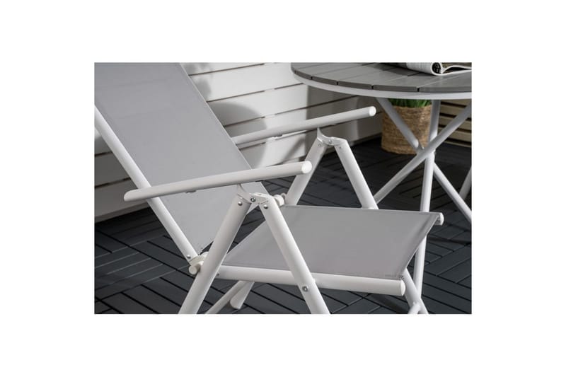 Cafésett Parma Rundt Ø90 cm + 2 Break Posisjonsstoler Hvit/G - Venture Home - Hagemøbler & utemiljø - Hagegruppe - Cafemøbler & cafesett